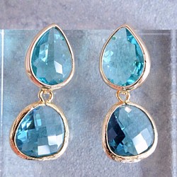 閃亮的藍寶石玻璃耳環 Shizuku 第1張的照片