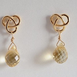 STONE Citrine chain ring pierced earrings 第1張的照片