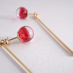 GLASS Wine red clear glass stick Pierced earrings/Ear clips 第1張的照片
