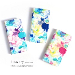 iPhone 手帳型スマホケース 【flowery】8plus/7plus/6plus/6splus 1枚目の画像