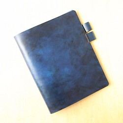 【K様オーダー品】A5サイズ システム手帳 ネイビーブルー/青紺 バタフライストッパー 1枚目の画像