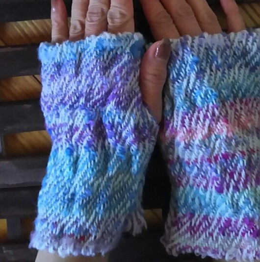 手紡ぎウールの手織りアームウォーマー 　N29 1枚目の画像