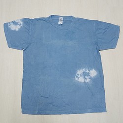 藍染め絞りTシャツ　メンズ　Mサイズ　草木染め　インド藍染め　 1枚目の画像