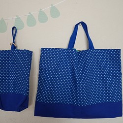 星×ブルー☆大きめレッスンバック&シューズ袋二点セット 1枚目の画像