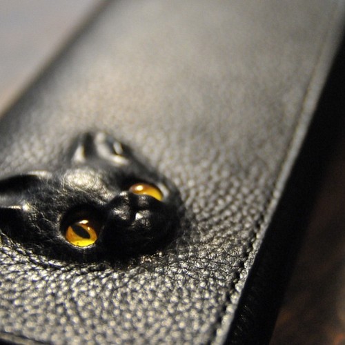 少しだけ特別版！黒猫の長財布（表革VACCHETTA800、仮セット猫目ケット