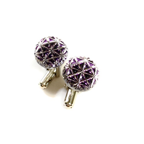 再×14入荷 東京切子カフスボタン 麻乃葉 Amethyst - 通販 - www.bahri