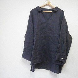 ★en-enチビ襟スッキッパ―シャツ・深い茄子紺色 1枚目の画像