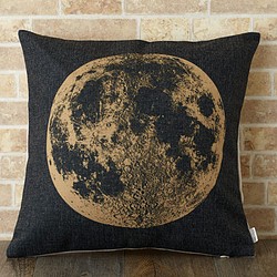 クッションカバー 45×45cm 北欧柄 月 天然リネン ビッグムーン jubileecushionse423a 1枚目の画像
