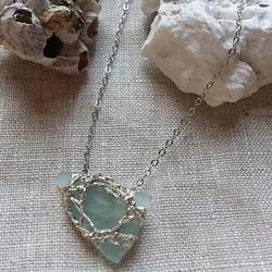 sea jewlry necklace4 ／海色シーグラスのネックレス 1枚目の画像