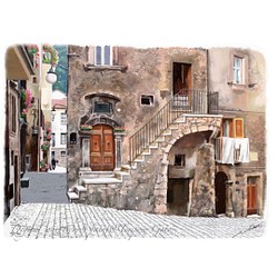 ポストカード ヨーロッパ風景画(組合せ自由4枚セットで1.000円) No.139   イタリア  スカンノの村 1枚目の画像