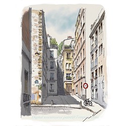 ポストカード ヨーロッパ風景画(組合せ自由4枚セットで1,000円)No.160 モンマルトル　ユトリロが描いた石段 1枚目の画像