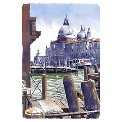 ポストカード ヨーロッパ風景画（組み合わせ自由4枚セット1.000円）No.180  ヴェネツィア　サルーテ聖堂 1枚目の画像