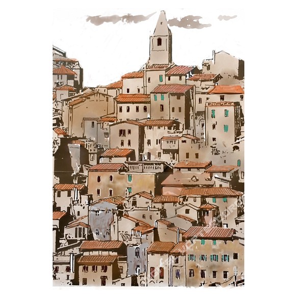 ポストカード ヨーロッパ風景画（組み合わせ自由4枚セット1.000円）No.182  北イタリアの村 1枚目の画像