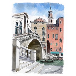 ポストカード　ヨーロッパの風景￥250（他の絵と4枚セット売り1.000円） No.15   イタリア（ヴェネツィア） 1枚目の画像