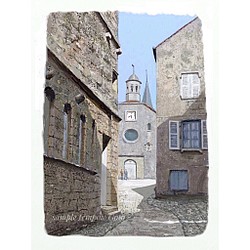 ポストカード ヨーロッパ風景画￥250（他の絵と4枚セット売り1.000円）No.67 映画「ショコラ」の村フラビニー 1枚目の画像