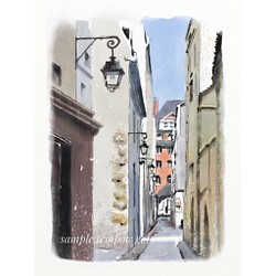 ポストカード ヨーロッパ風景画￥250（他の絵と4枚セット売り1.000円）No.69 パリの裏路地　ヌヴェール通り 1枚目の画像