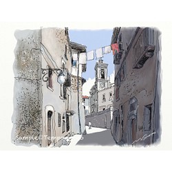 ポストカード ヨーロッパ風景画￥250（他の絵と4枚セット売り1.000円）No.85  イタリア  アプルッツォの村 1枚目の画像
