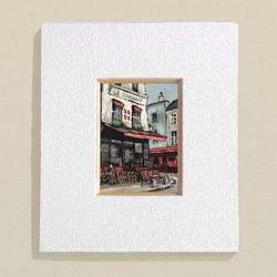 アクリル画　パリ　モンマルトルのカフェ　( 額縁付き) 1枚目の画像