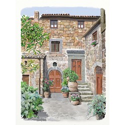 ポストカード ヨーロッパ風景画￥250（他の絵と4枚セット売り1.000円）No.106  イタリアの裏路地 1枚目の画像