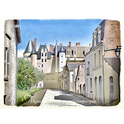 ポストカード ヨーロッパ風景画（他の絵と4枚セット売り1.000円）No.112  フランス　ランジェ城 1枚目の画像