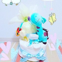 キリンさんオムツケーキ おむつケーキ 出産祝い 男の子 雑貨 その他 Wh 通販 Creema クリーマ ハンドメイド 手作り クラフト作品の販売サイト