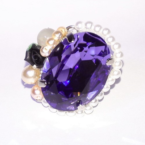 天然 紫 サファイア ダイヤモンド リング1.48ct k18 ¥ 指輪・リング 