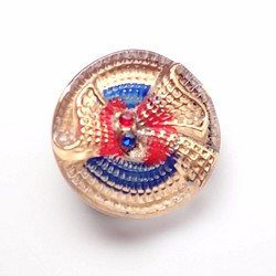 チェコのボタン　赤、青、金のリボン 1枚目の画像