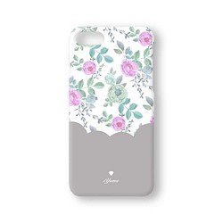 Feminine floral case＊グレー：名入れ スマホケース iPhoneXR XS Max  Xperia 1枚目の画像