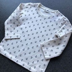 シンプル　長袖Tシャツ　90サイズ　イカリ　マリン 1枚目の画像