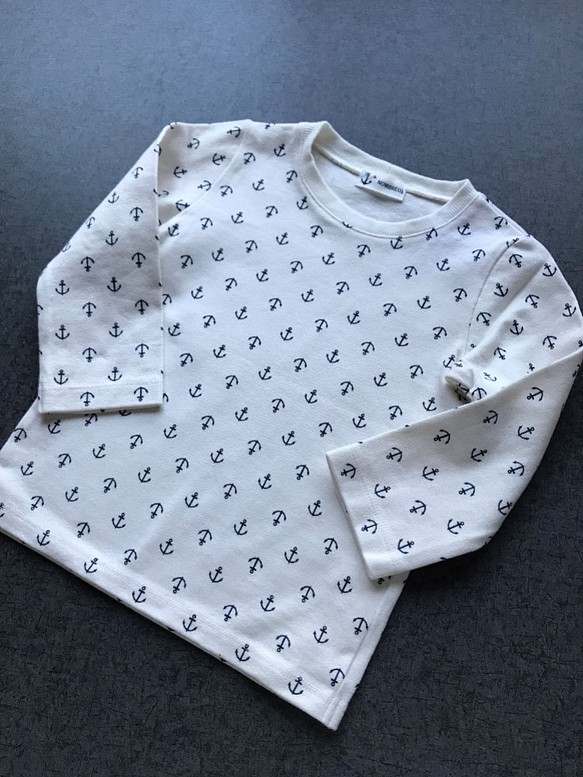 シンプル　長袖Tシャツ　90サイズ　イカリ　マリン 1枚目の画像