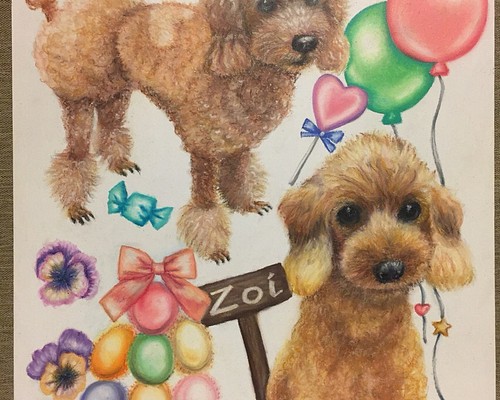 初めての方限定1匹チョークアート愛犬愛猫の似顔絵オーダー当て木加工