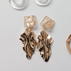 金箔pearl×metal big reef earring 1枚目の画像
