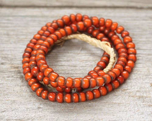 Vintage White Hearts Beads Orange ヴィンテージホワイトハーツ