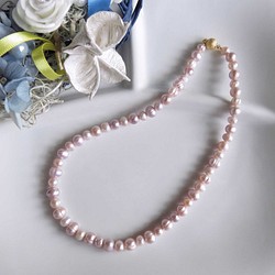 ピンク・ラベンダー色のネックレス 淡水パール・真珠 MN0517-002 1枚目の画像