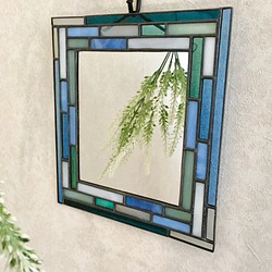 送料無料！ ステンドグラス wall mirror blue gradation 1枚目の画像