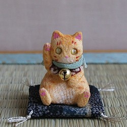 縮緬人形　豆猫二十四　茶トラ 1枚目の画像