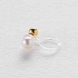 片耳販売＊アコヤ真珠＊プチパールのシンプルひとつぶイヤリング(ノンホールピアス)～3.5mm珠 1枚目の画像