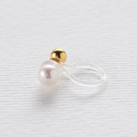 片耳販売＊アコヤ真珠＊プチパールのシンプルひとつぶイヤリング(ノンホールピアス)～3.5mm珠 1枚目の画像