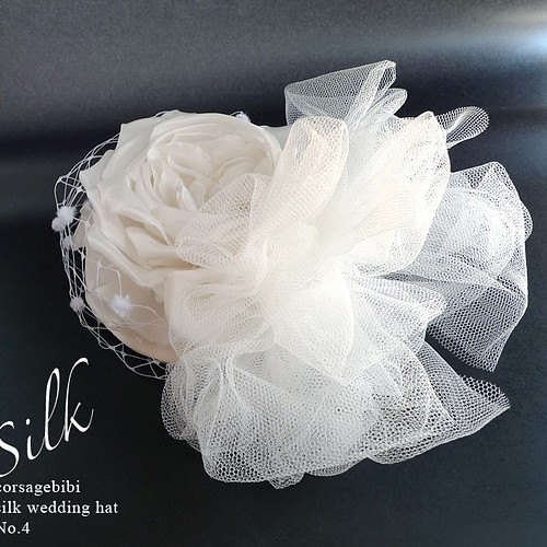トーク帽バレエ チュール+シルク100％絹バラ カクテルハット 