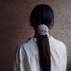 [L尺寸] CIRCLE HAIR彈性〜和服織物×銀珠 第1張的照片