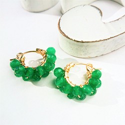 送料無料14kgf*Green agate wrapped hoop pierced earring/earring 1枚目の画像