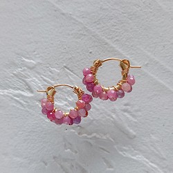 送料無料14kgf Pink Sapphire pavé pierced earring / earring 1枚目の画像