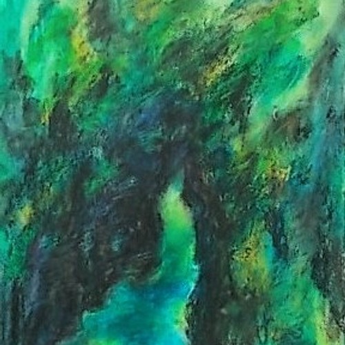 絵画 インテリア 水彩画 額絵 緑の世界 森の中 秘境の風景 絵画 susa