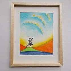 絵画 インテリア 額絵 墨と水彩のコラボ画 カンタービレ sky 1枚目の画像