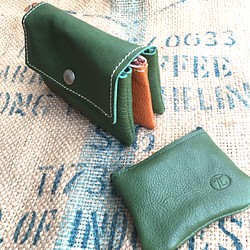 秋の財布/3層の革財布/可愛いレザー財布/3miru-green-cam 1枚目の画像