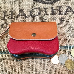 小さな革の財布/ミニ革の財布/革コインケース/mini-red-gr-cam 1枚目の画像
