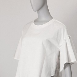 喇叭袖襯衫，棉，麻，白 第1張的照片