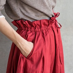 【受注製作】半分プリーツスカート、赤 1枚目の画像