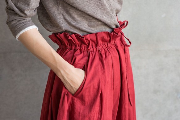 【受注製作】半分プリーツスカート、赤 1枚目の画像