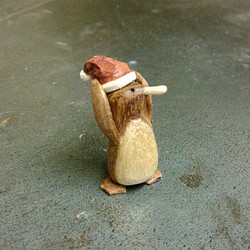 木製聖誕老人帽子赤壁助手企鵝 第1張的照片